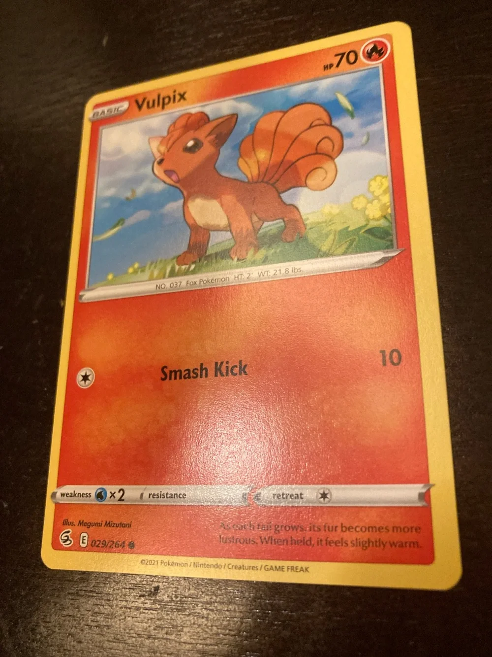 Pokemon Vulpix Card — Orange and Yellow Fire-Type